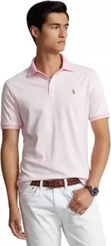 Рубашка-поло Classic Fit Striped Soft Cotton Polo Shirt Polo Ralph Lauren, цвет Carmel Pink/White