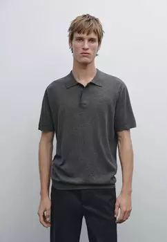 Рубашка поло COTTON BLEND KNIT POLO SHIRT 00906365 Massimo Dutti, темно-серый