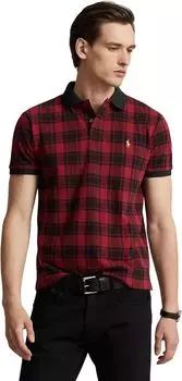 Рубашка-поло Custom Slim Fit Plaid Mesh Polo Shirt Polo Ralph Lauren, цвет Holiday Check Martin Red