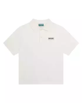Рубашка-поло для мальчика с короткими рукавами из 100% хлопка Kenzo Kids, белый