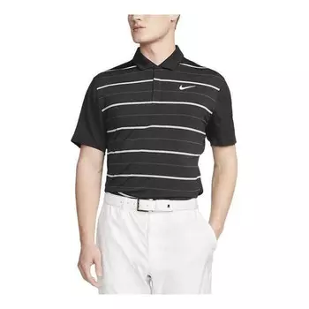 Рубашка поло dri-fit tiger woods striped golf polo shirt 'black' Nike, черный