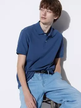 Рубашка-Поло dry kanoko Uniqlo, синий