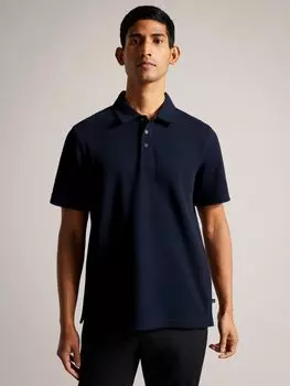 Рубашка-поло фактурного кроя Ted Baker Bute, темно-синяя