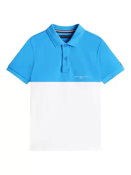 Рубашка-поло из эластичного хлопка Tommy Hilfiger Junior, синий