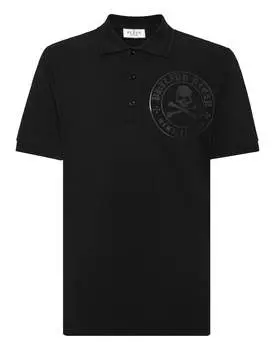 Рубашка поло из пике SS Skull&Bones PHILIPP PLEIN, черный/черный