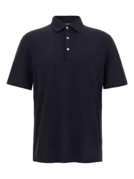 Рубашка-поло из ткани пике Zegna, синий