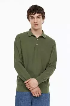 Рубашка-поло классического кроя H&amp;M, темно-зеленый