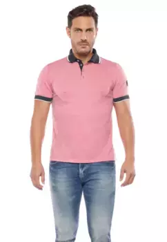 Рубашка-поло Le Temps Des Cerises "POLO SHIRT NOVIL (SHORT SLEEVE)", с повседневными контрастными деталями, розовый