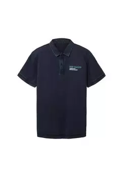 Рубашка-поло Mit Logo Print TOM TAILOR, небесный капитан синий