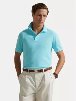 Рубашка поло облегающего кроя 710536856449 Polo Ralph Lauren, бирюзовый