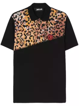 Рубашка поло с леопардовым принтом Just Cavalli, черный