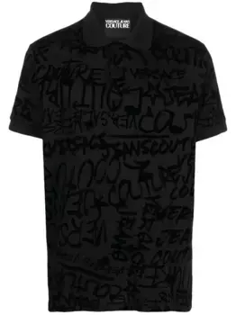 Рубашка поло с принтом граффити Versace Jeans Couture, черный