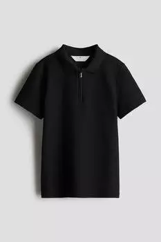 Рубашка поло с застежкой-молнией H&M, черный