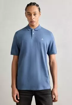Рубашка поло SHORT SLEEVE BUTTON PLACKET SLITS AT HEM Marc O'Polo, синий