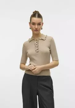 Рубашка поло Vero Moda, бежевый