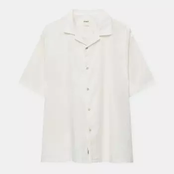 Рубашка Pull&Bear Basic Short Sleeve Linen Blend, белый