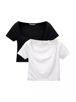 Рубашка Pull&Bear, черный/белый