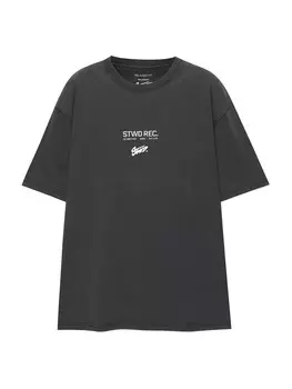 Рубашка Pull&Bear, черный деним
