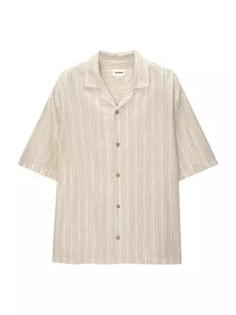 Рубашка Pull&Bear Comfort fit Button Up, бежевый