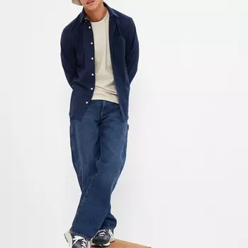 Рубашка regular-fit из хлопка оксфорд Gap, синий