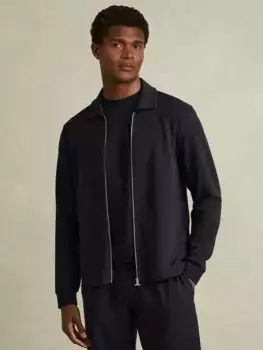 Рубашка Reiss Hudson Zipped, темно-синий