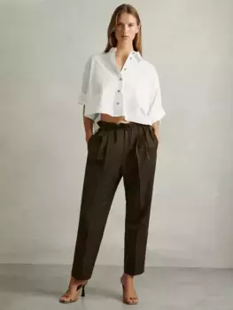 Рубашка Reiss Solene Cropped Cotton, белый
