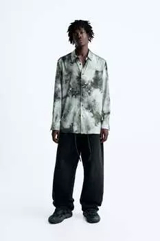 Рубашка с абстрактным принтом ZARA, серый