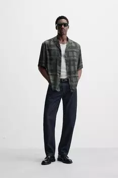 Рубашка с абстрактным принтом ZARA, серый