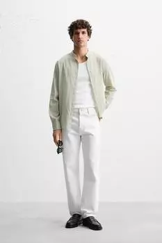 Рубашка с эффектом мят ZARA, хаки