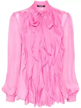 Рубашка с бантом и оборками Roberto Cavalli, розовый