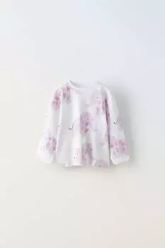 Рубашка с блестящим принтом Zara, белый