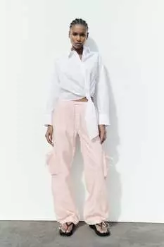 Рубашка с боковым узлом ZARA, белый