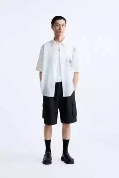 Рубашка с цветочным принтом Zara, белый