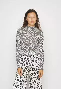 Рубашка с длинным рукавом Gina Tricot, черно-белый