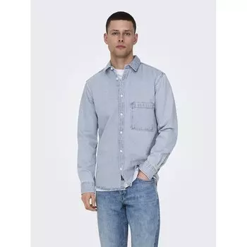 Рубашка с длинным рукавом Only & Sons Benny Reg Chambray, синий