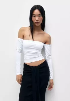 Рубашка с длинным рукавом PULL&BEAR, белый