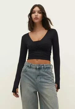 Рубашка с длинным рукавом Stradivarius, черный