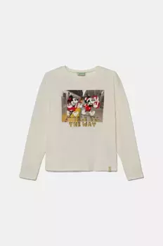 Рубашка с длинным рукавом United Colors of Benetton, бежевый
