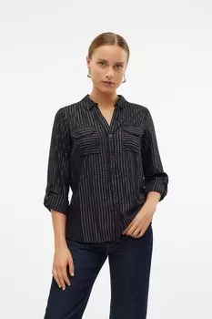 Рубашка с длинными рукавами и люрексовой нитью в полоску Vero Moda, металлический