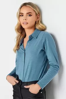 Рубашка с длинными рукавами из хлопка нобра Pixiegirl Petite, синий