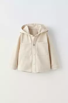 Рубашка с капюшоном ZARA, светло-бежевый