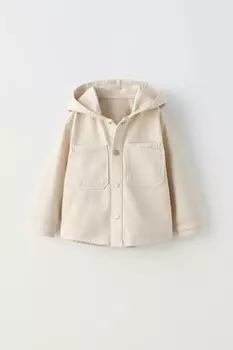 Рубашка с капюшоном ZARA, светло-бежевый