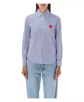 Рубашка с пиксельным сердечком Comme Des Garons Play, синий