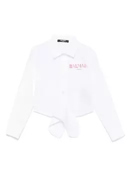 Рубашка с поясом Balmain Kids, белый