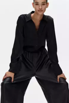 Рубашка с поясом и галстуком H&M, черный