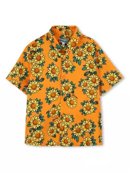Рубашка с принтом Kenzo Kids, оранжевый