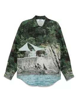 Рубашка с принтом MSGM, зеленый
