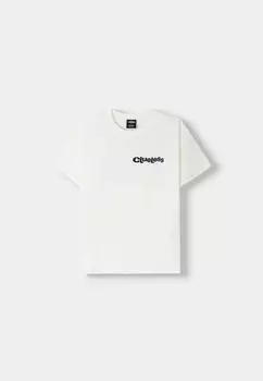 Рубашка с принтом SHORT SLEEVE CLUELESS Bershka, бежевый