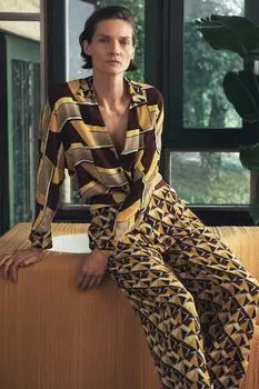 Рубашка с принтом ZARA, желтый