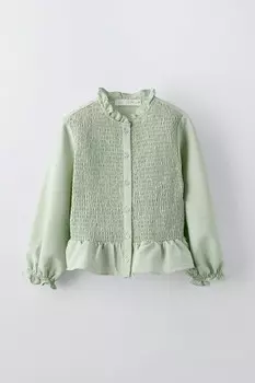 Рубашка с растяженной деталью ZARA, цвет морской волны